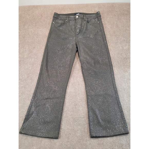 PAIGE Denim - Paige Claudine High Rise Ankle Flare Jeans Metallic Olive Green Size 28